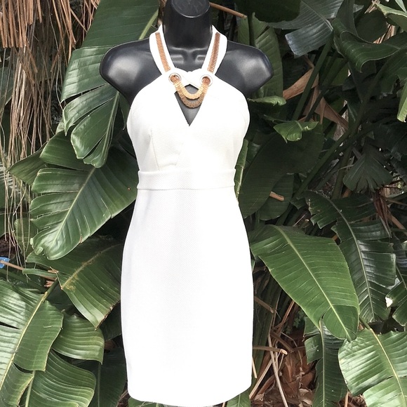 TFNC Dresses & Skirts - Cut out halter dress with chain detail